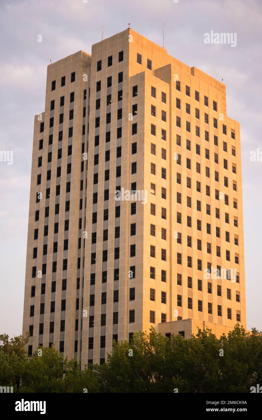 Late Afternoon Sunset North Dakota Capital Building Bismarck Stock Photo