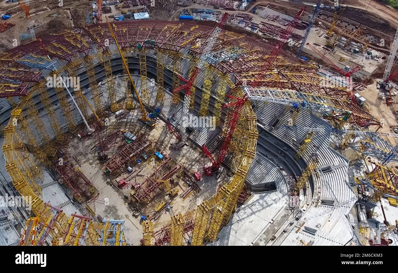 Equipment for the construction of the stadium Stock Photo Alamy