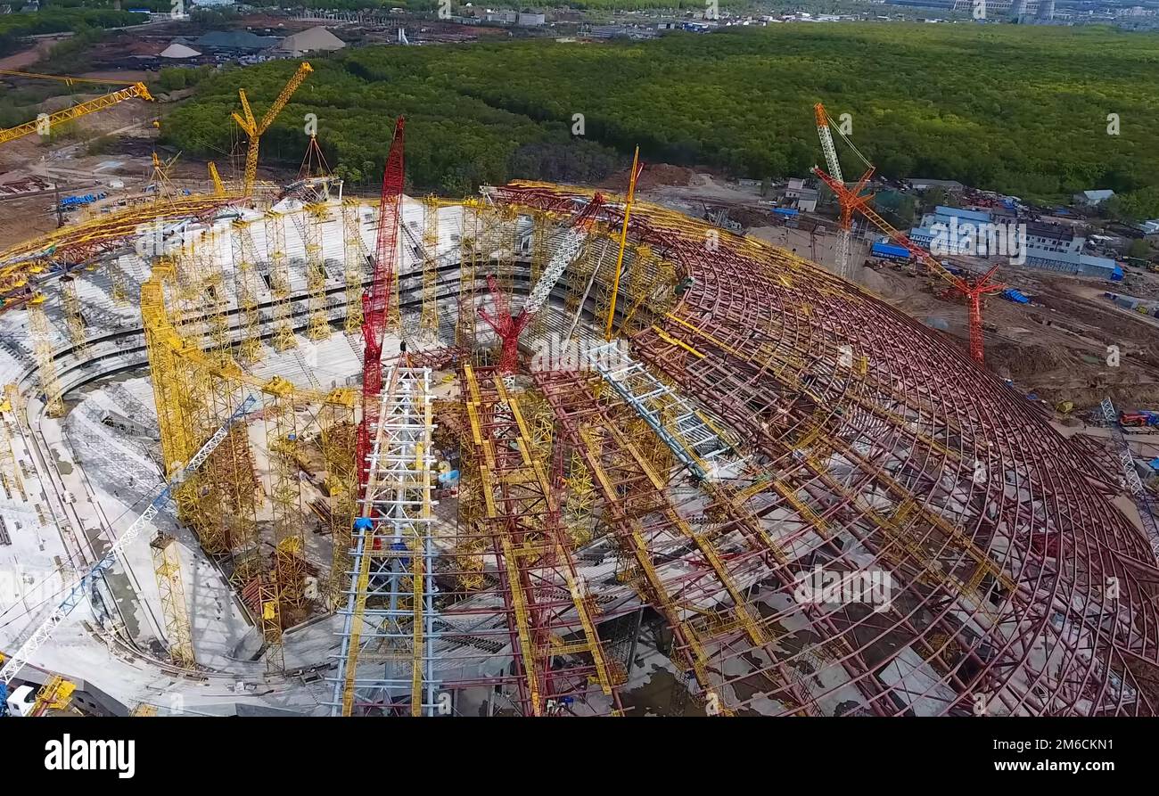 Equipment for the construction of the stadium Stock Photo Alamy