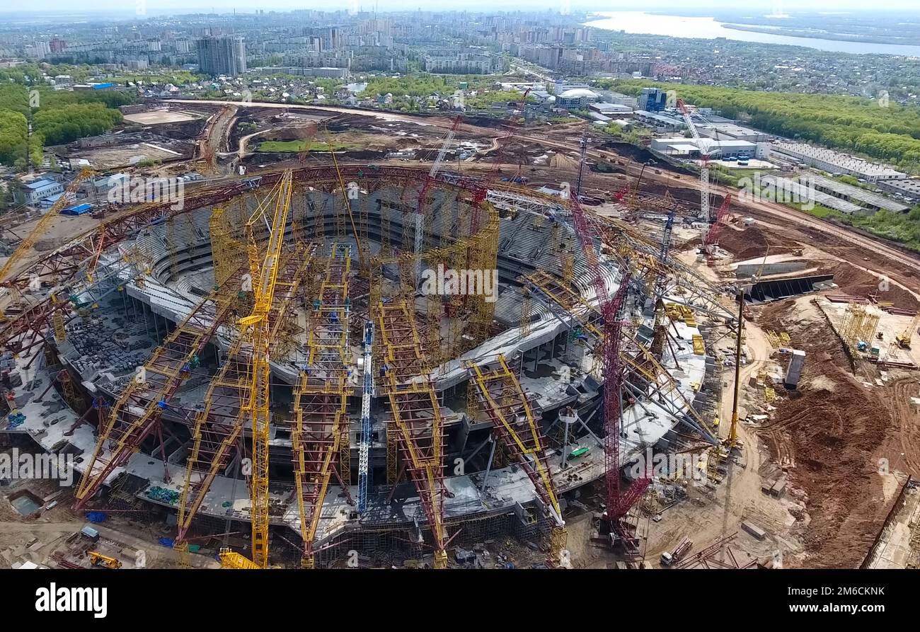 Equipment for the construction of the stadium Stock Photo Alamy