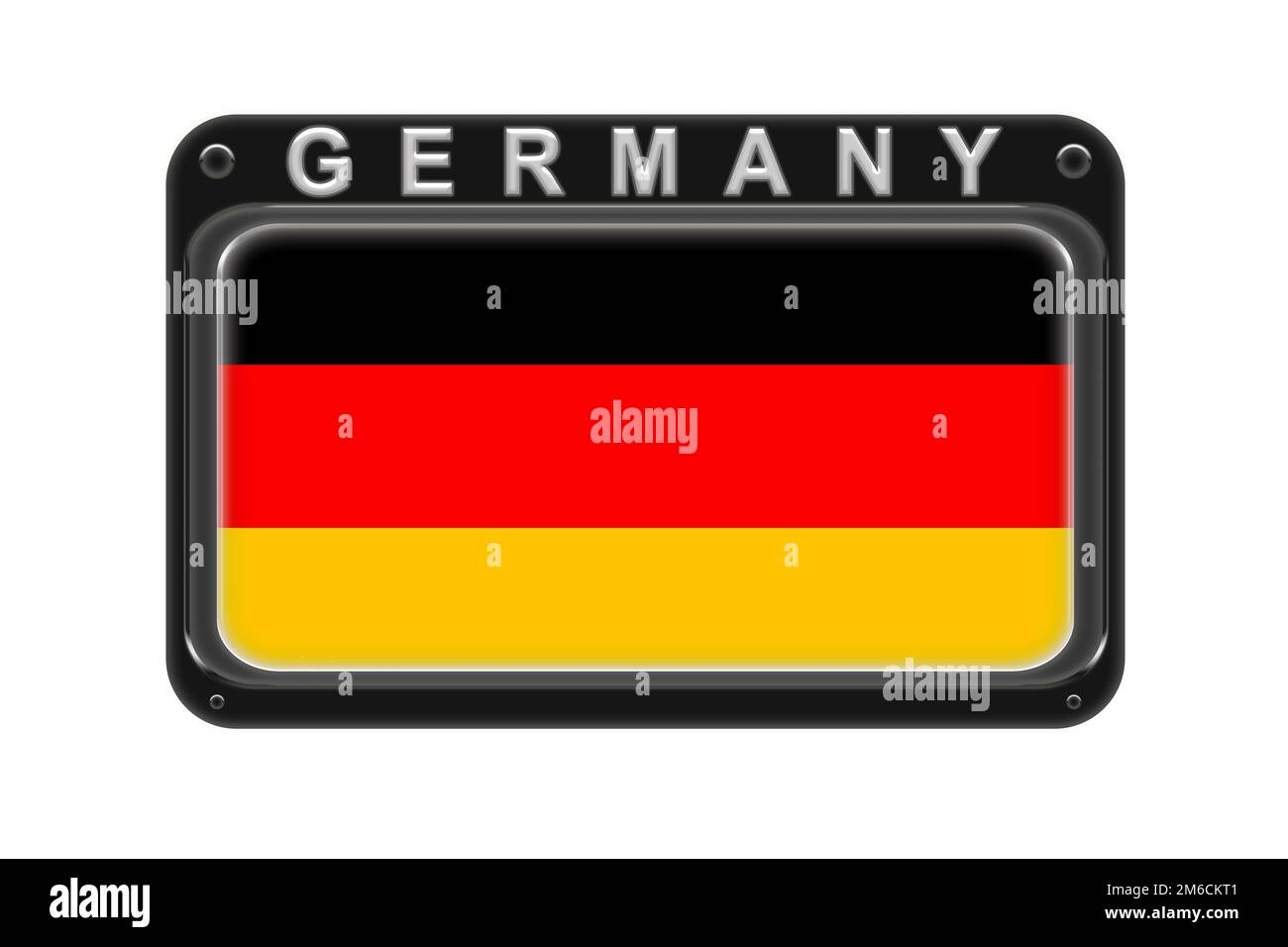The flag of Germany in the frame with rivets on white background Stock ...