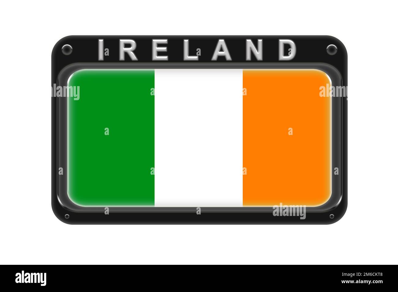 The flag of Ireland in the frame with rivets on white background Stock ...