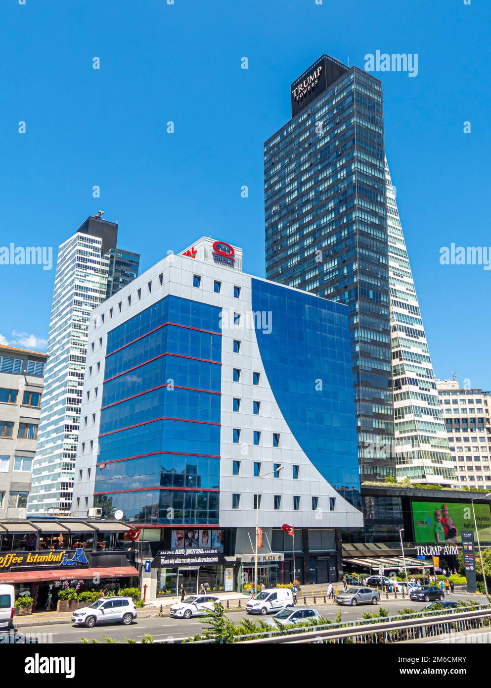 Guy Looks Skyscrapers Istanbul Boy Background Stock Photo