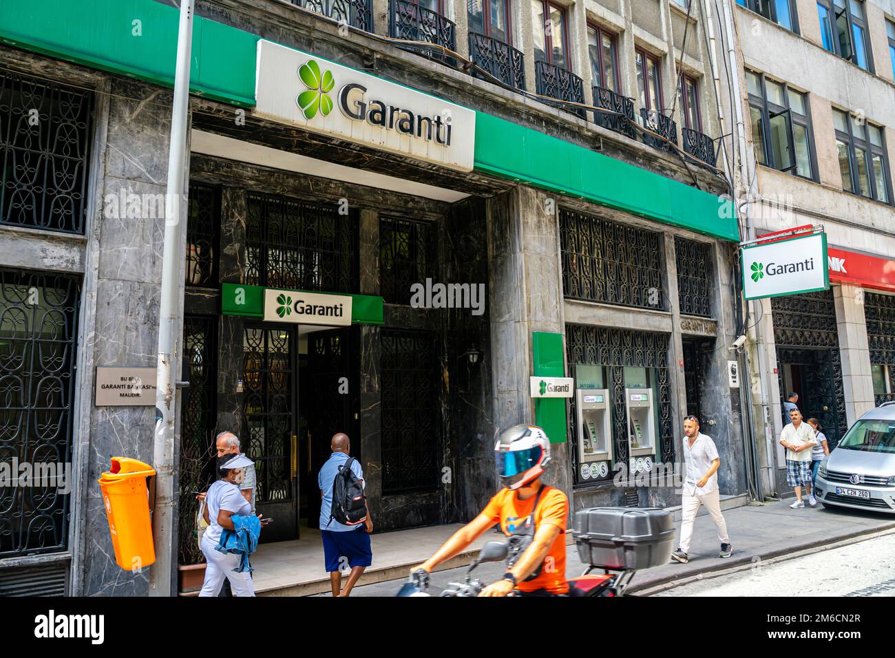 Turkish banks Garani BBVA colorful bank buildings illuminated