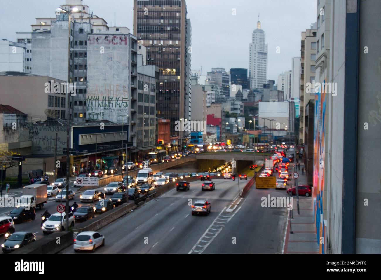 Traffic jam in downtown Stock Photo Alamy