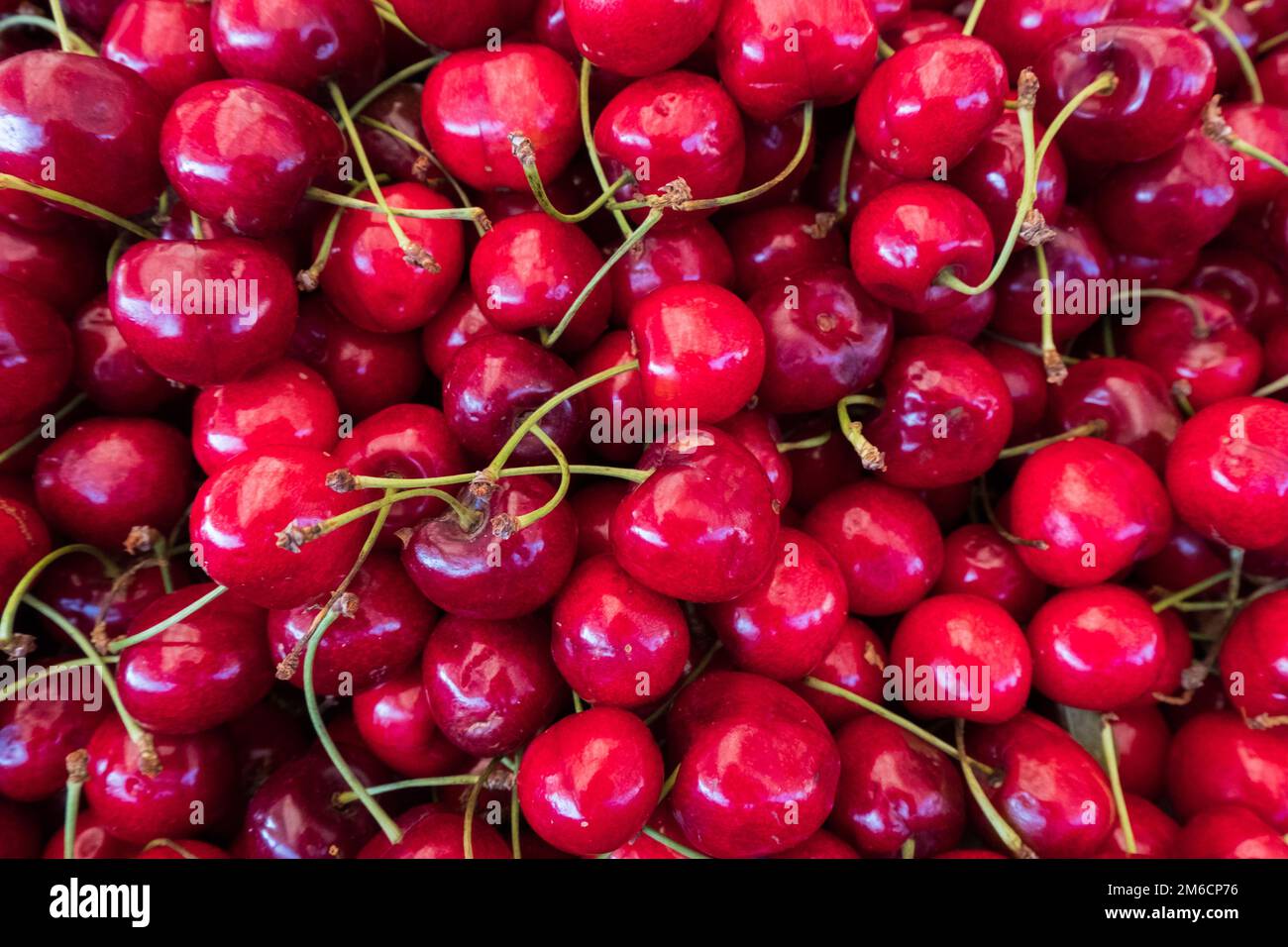 Fresh cherry stand at a street organic food market Stock Photo Alamy