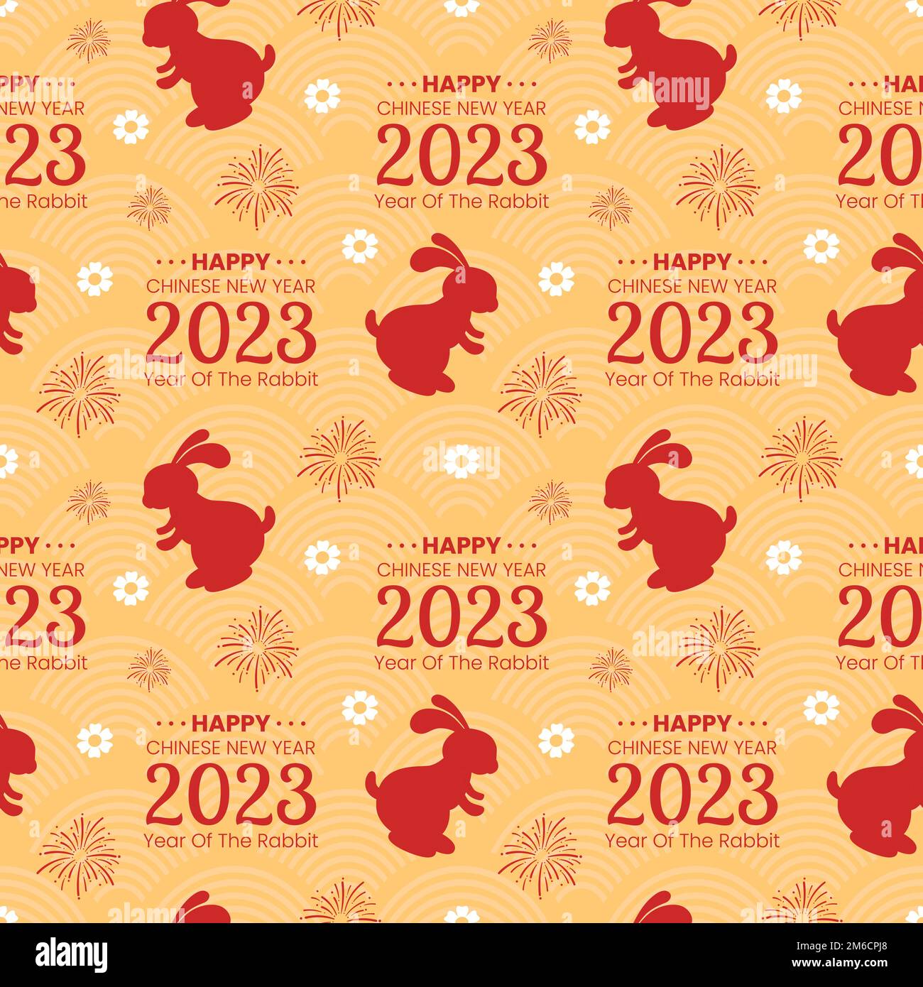 Chinese rabbit 2023 symbol. Cute cartoon white rabbit in chinese clothes  with red envelope gift. Floral golden sakura ornament on red background.  Vect Stock Vector Image & Art - Alamy