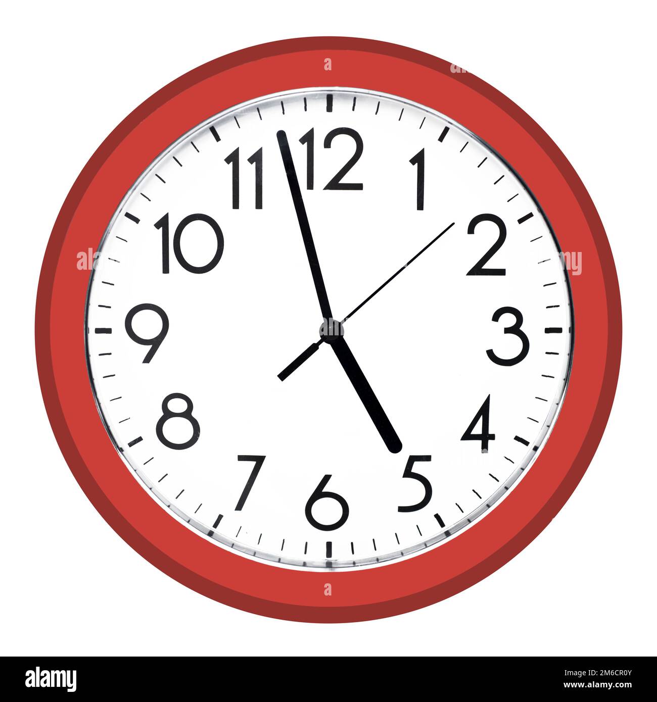 White wall clock. Isolated on white background. Stock Photo