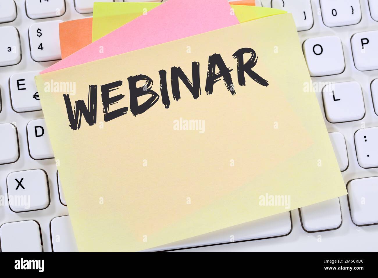 Webinar online training internet seminar course workshop learn education business concept notepad Stock Photo