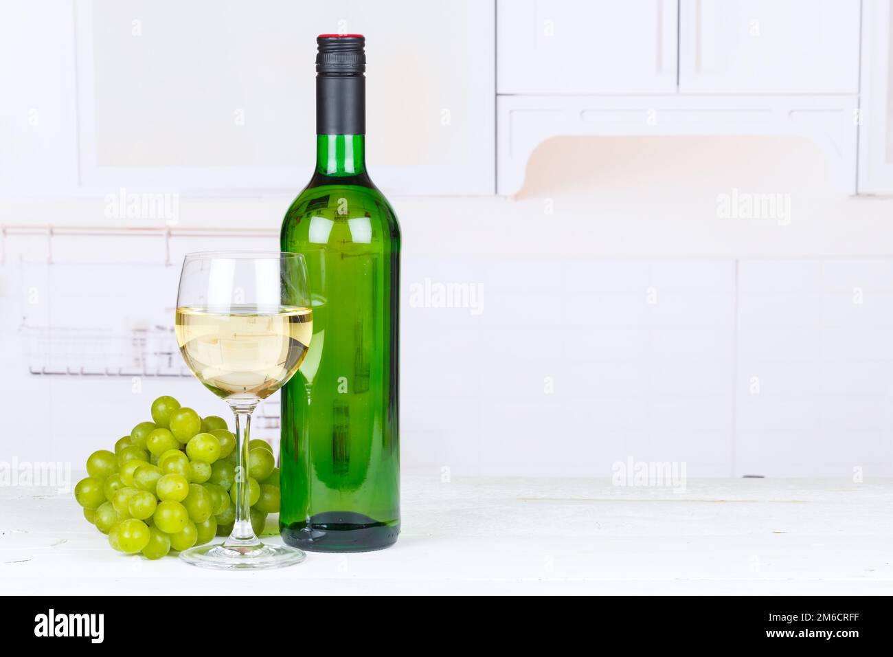 Wine white white wine grapes text free space copyspace Stock Photo