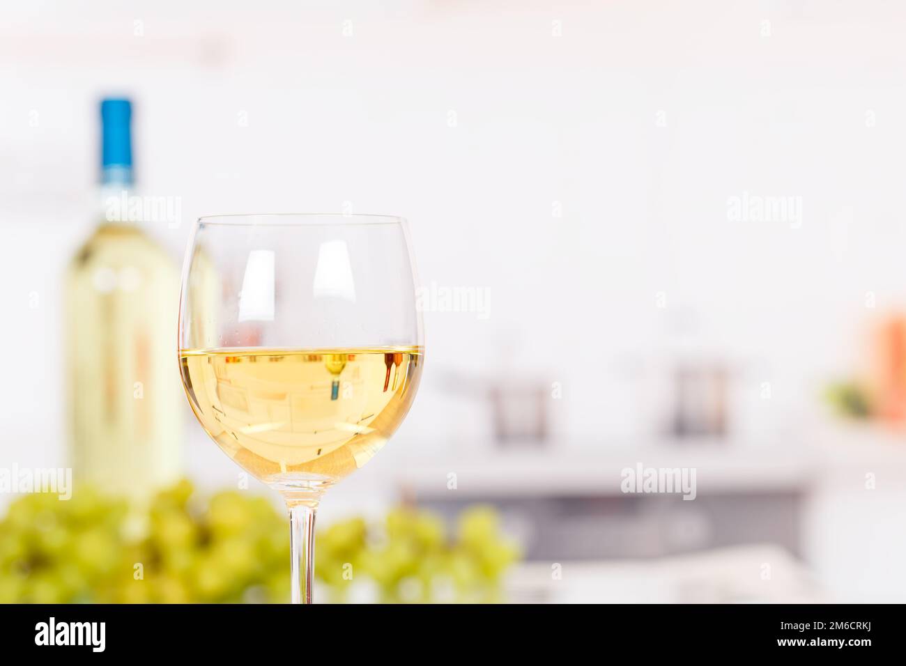 Wine white white wine white wine in glass with text free space Copyspace Stock Photo