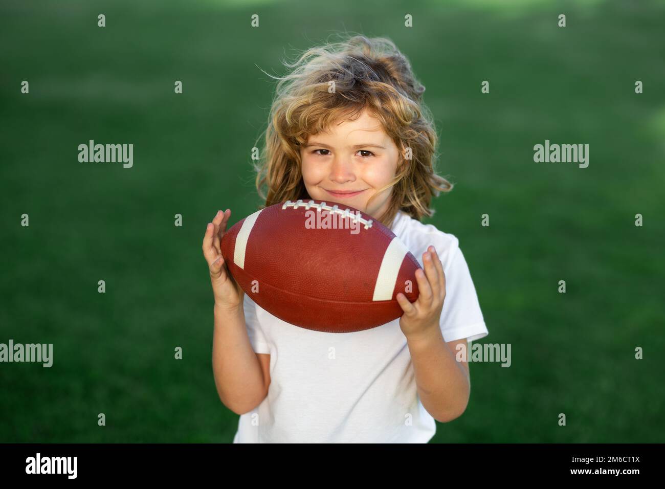 Outdoor kids sport activities. Cute child having fun and playing