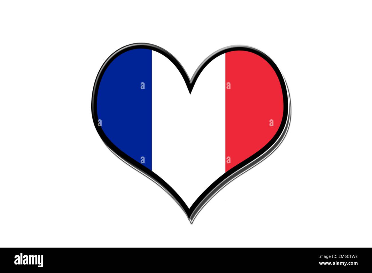 French flag in heart shape Stock Photo