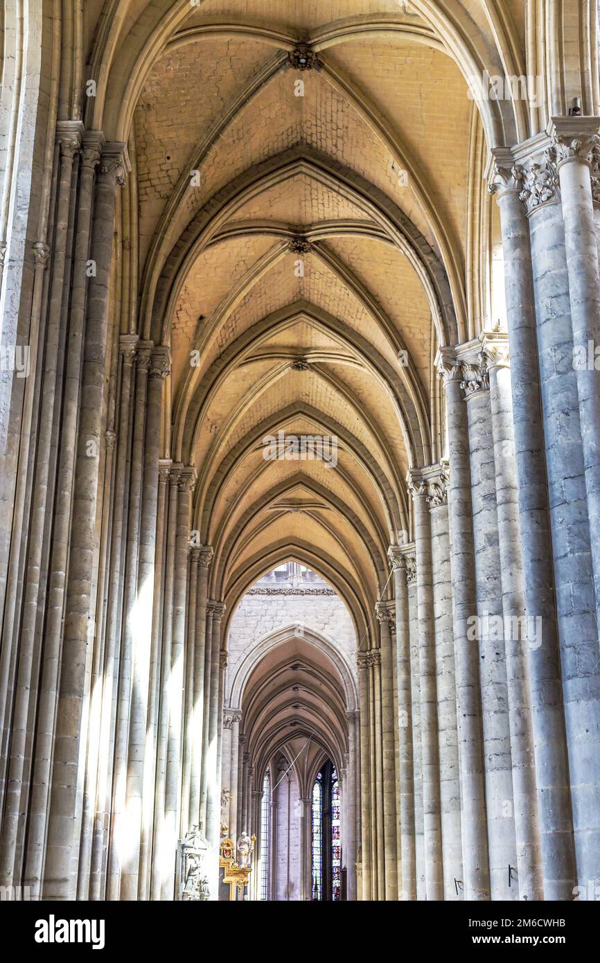 Interior of a gothic cathedral Stock Photo