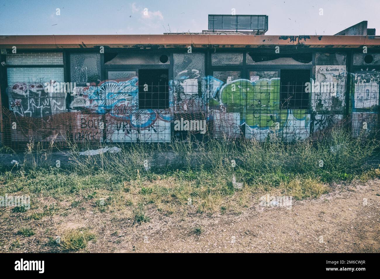 Graffiti covering outside walls of an abandoned club Stock Photo Alamy