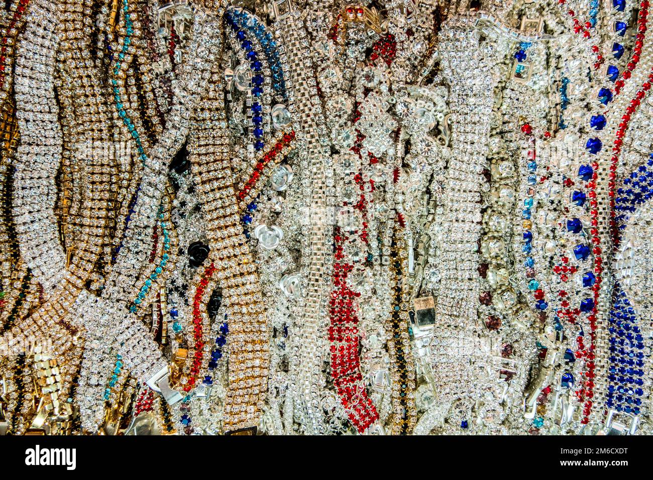 Vintage style bracelets for sale at a flea market Stock Photo Alamy