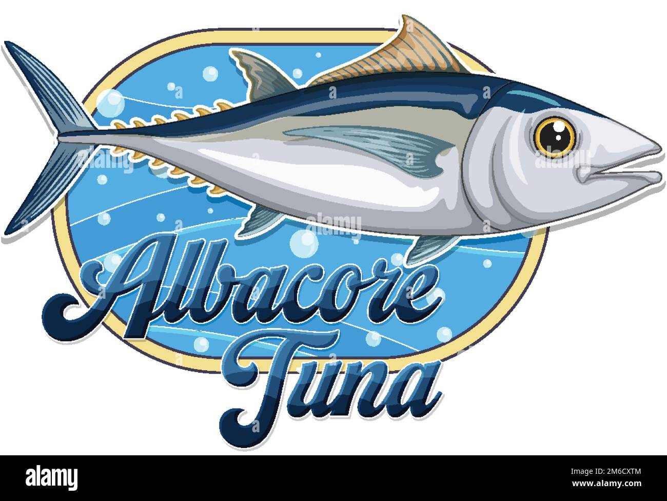 Albacore tuna logo with carton character illustration Stock Vector
