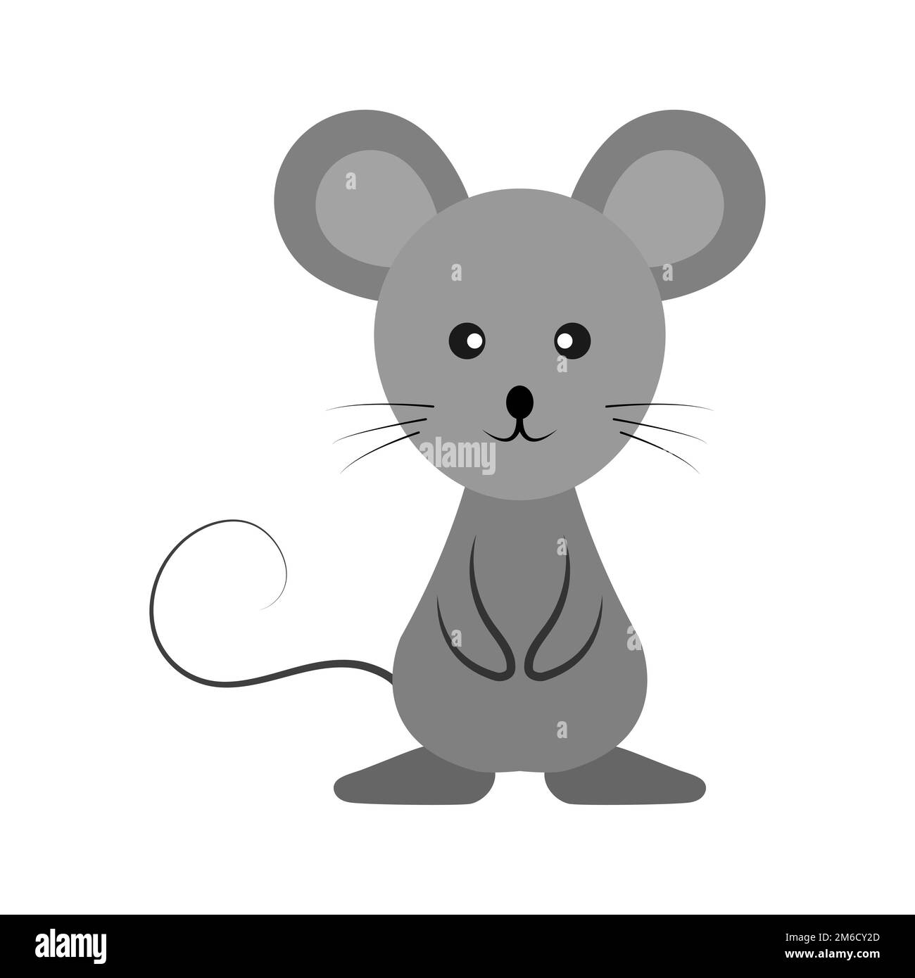 Simple drawing of a gray cartoon mouse, animal Stock Photo