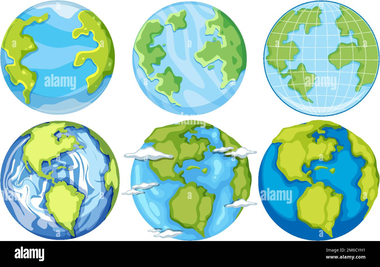 Set of earth globes isolated illustration Stock Vector