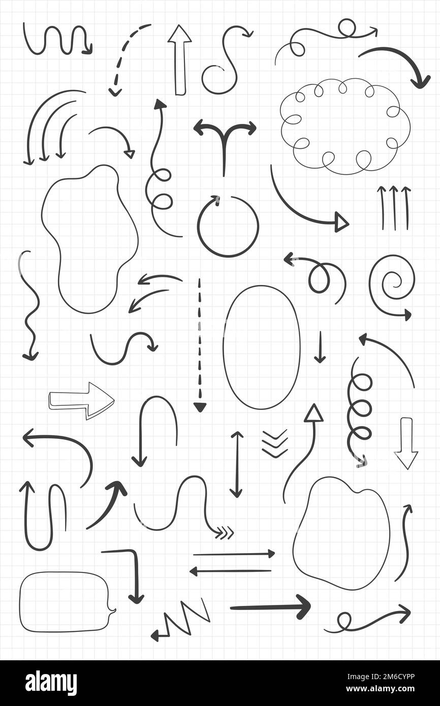 Arrow and speech bubble doodle vector collection Stock Vector