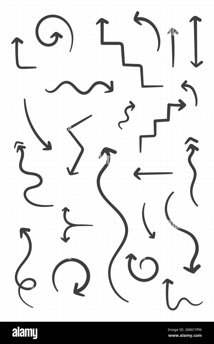 Black arrow doodle vector collection Stock Vector
