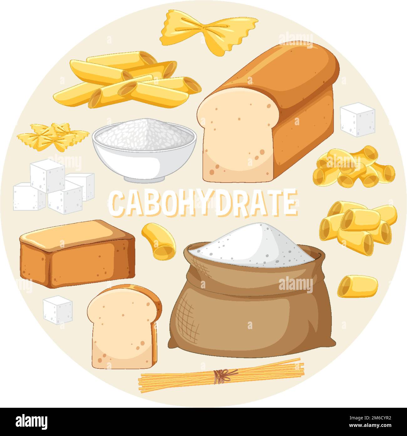 Variety of carbohydrates foods illustration Stock Vector Image & Art