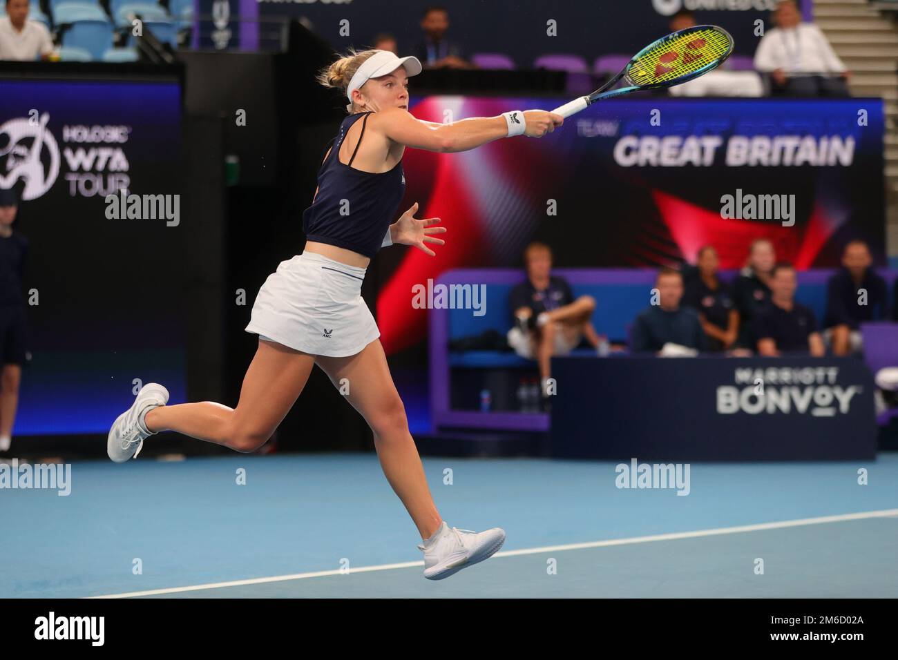 Sydney, Australia. 04th Jan, 2023. Katie Swan of Great Britain plays a shot  during the match between Madison Keys of USA and Katie Swan of Great  Britain at the United Cup City
