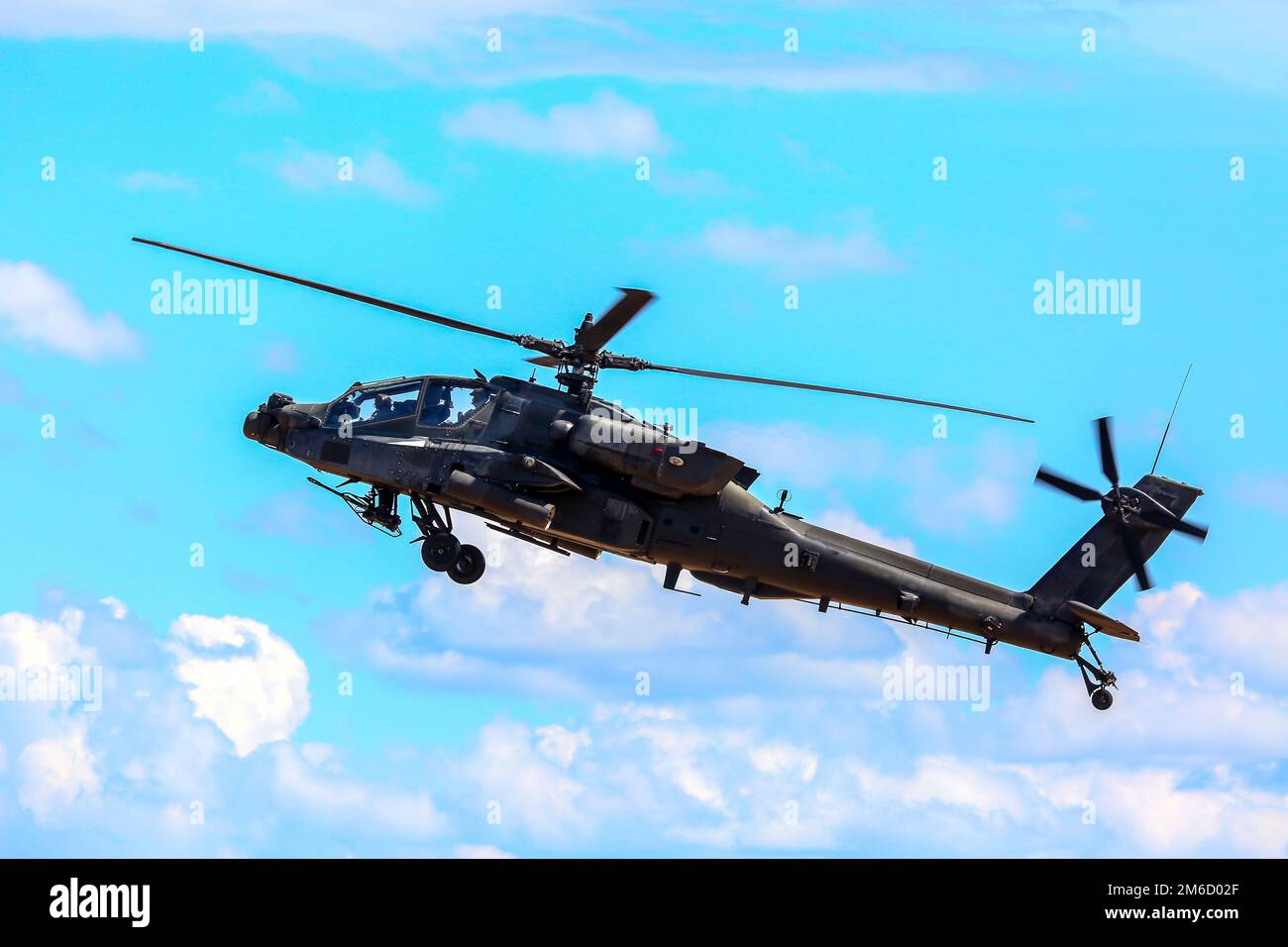 Fighting helicopter in military training Saber Strike in Latvia. Stock Photo