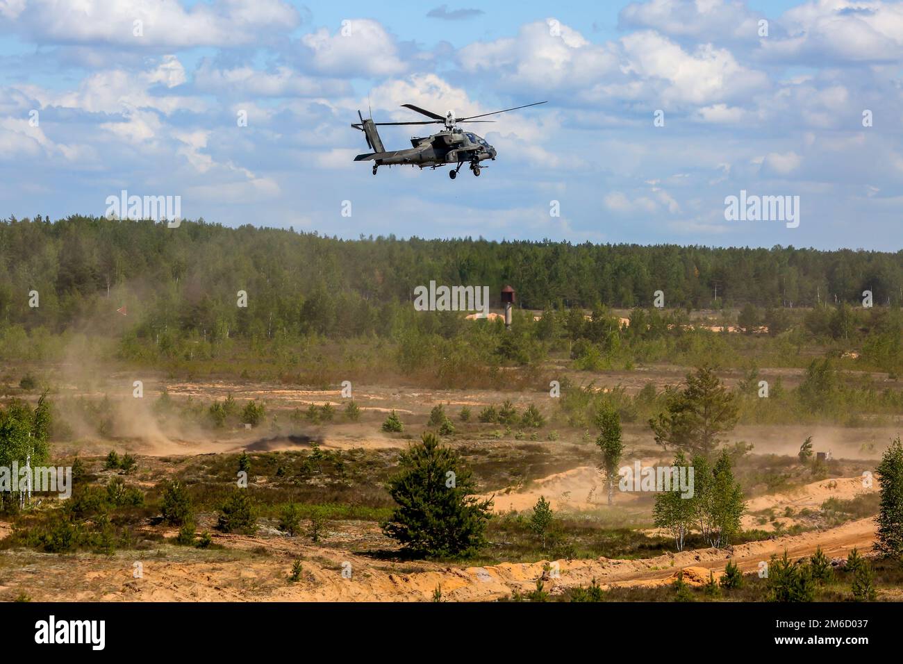 fighting-helicopter-in-military-training-saber-strike-in-latvia-stock