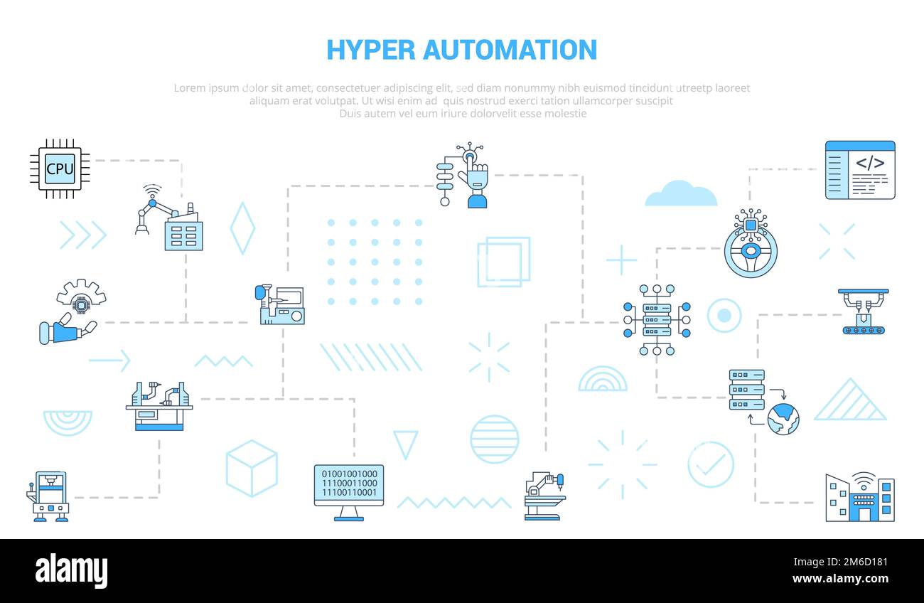 hyper automation concept with icon set template banner with modern blue color style vector illustration Stock Photo