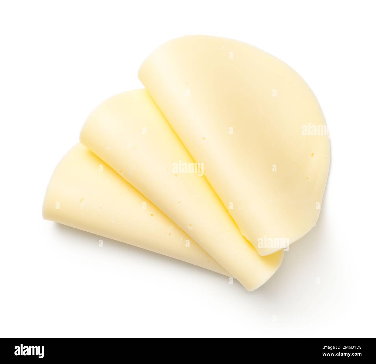 Mozzarella Cheese Slices Isolated On White Background Stock Photo