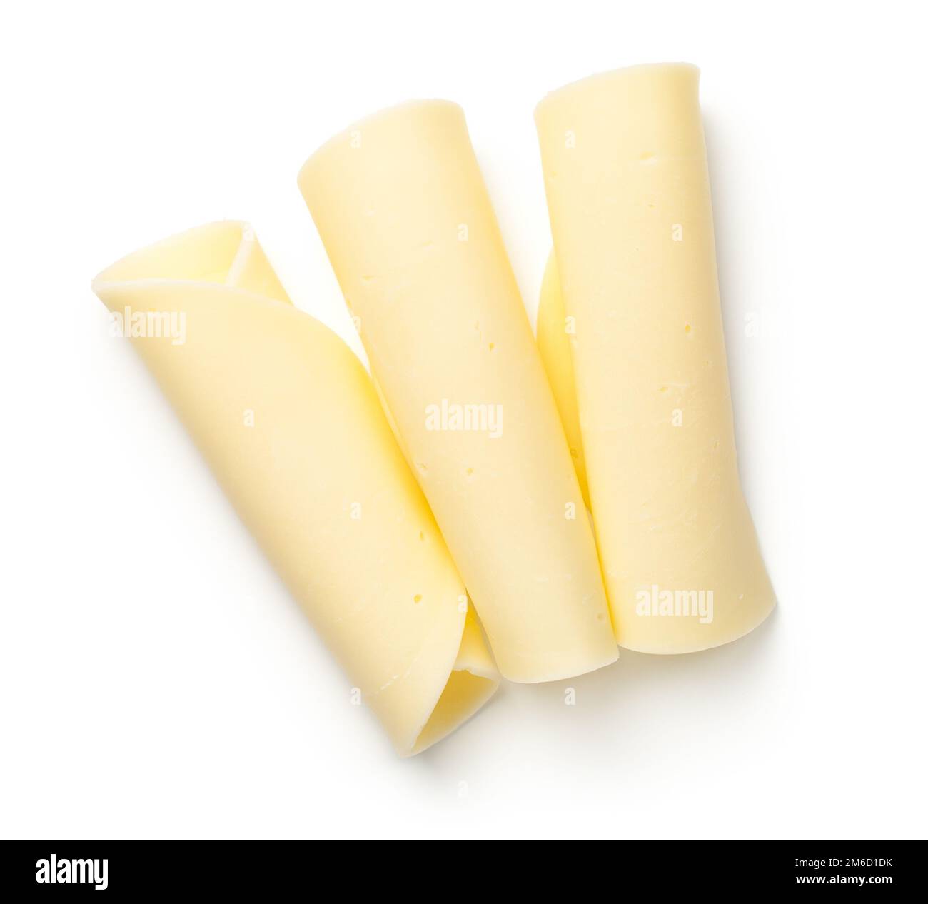 Mozzarella Cheese Slices Isolated On White Background Stock Photo