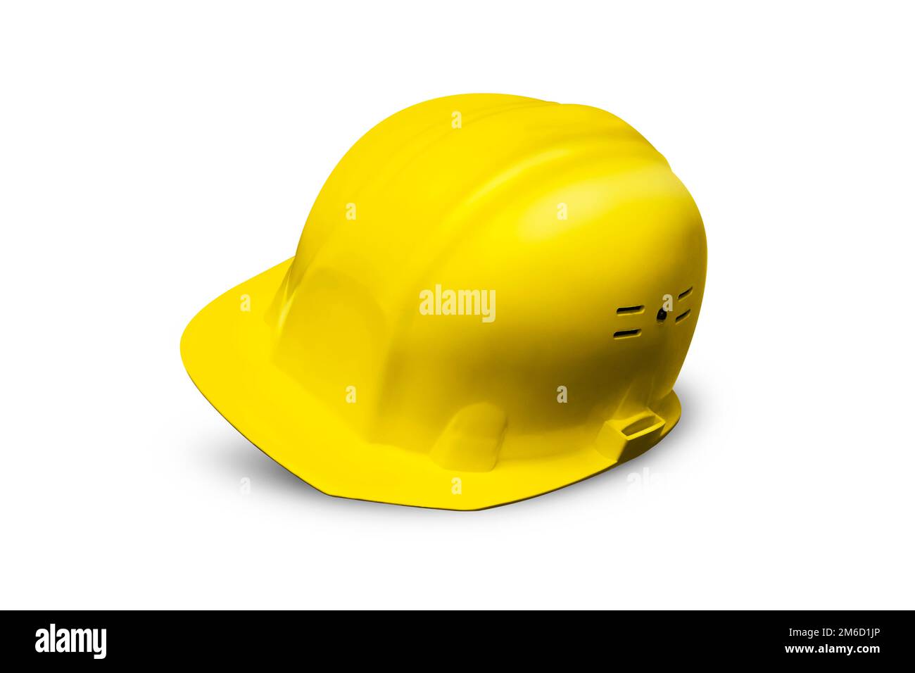 Green Plastic safety helmet isolated on white background Stock Photo