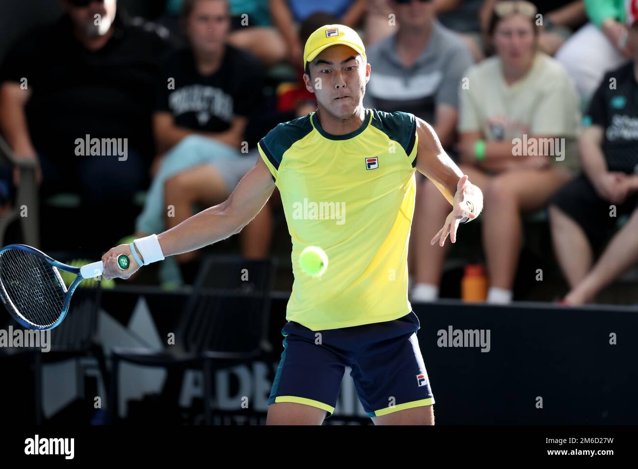Adelaide, , 3 January, 2023. Rinky Hijikata of Australia plays a