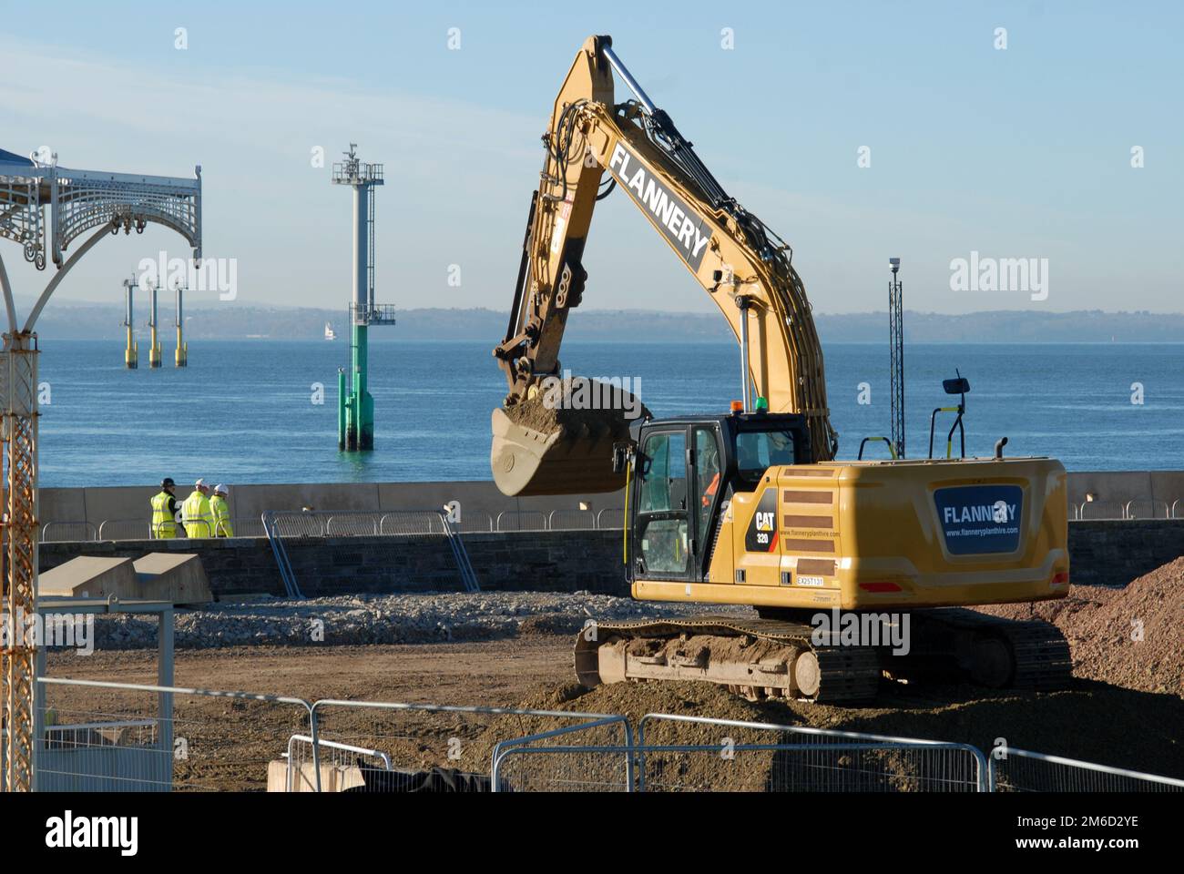 Earth moving, Southsea Coastal Scheme, sea wall repairs, Portsmouth, Hampshire, UK. Stock Photo
