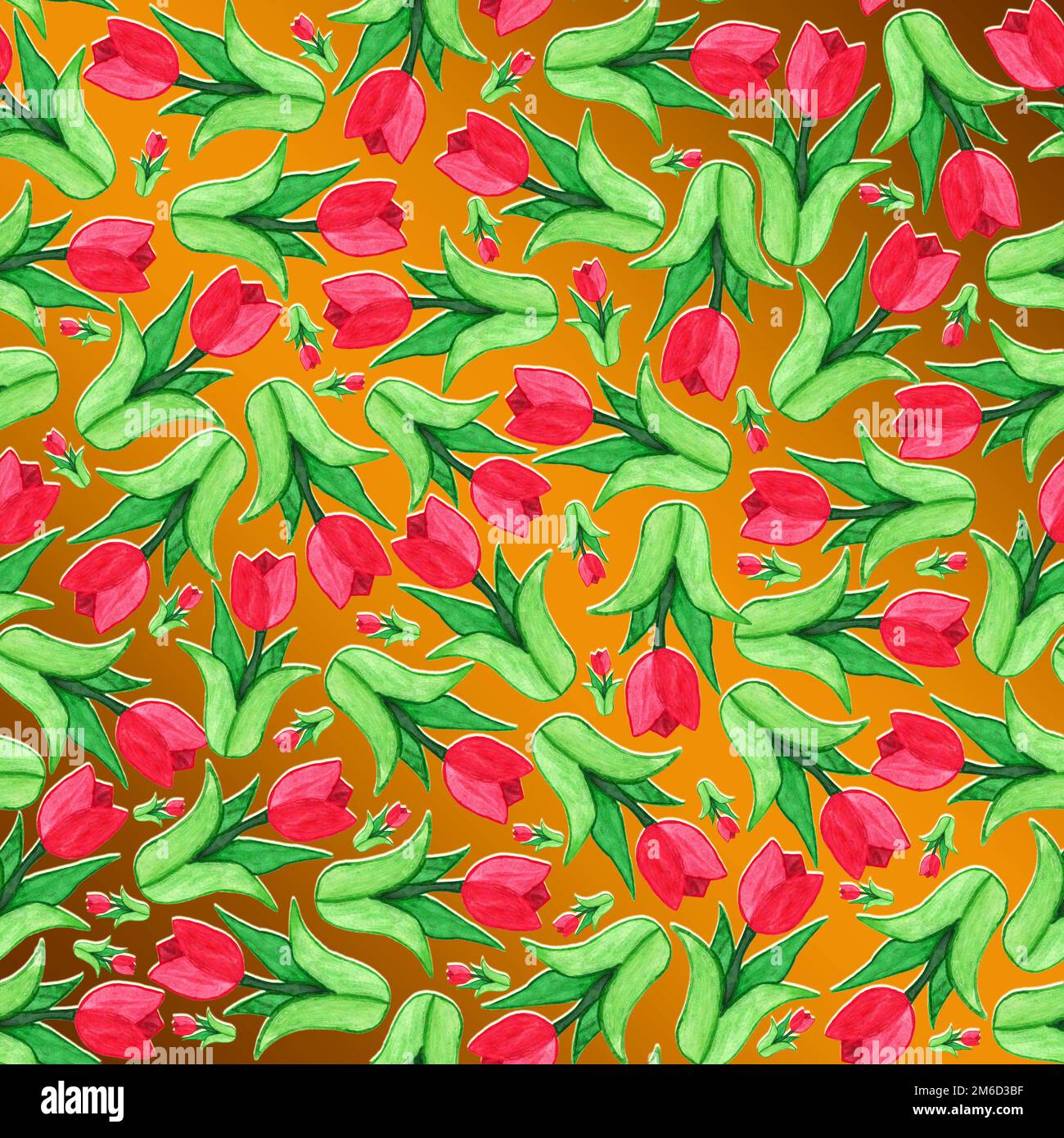 Seamless floral pattern with tulips, watercolor paints Stock Photo - Alamy