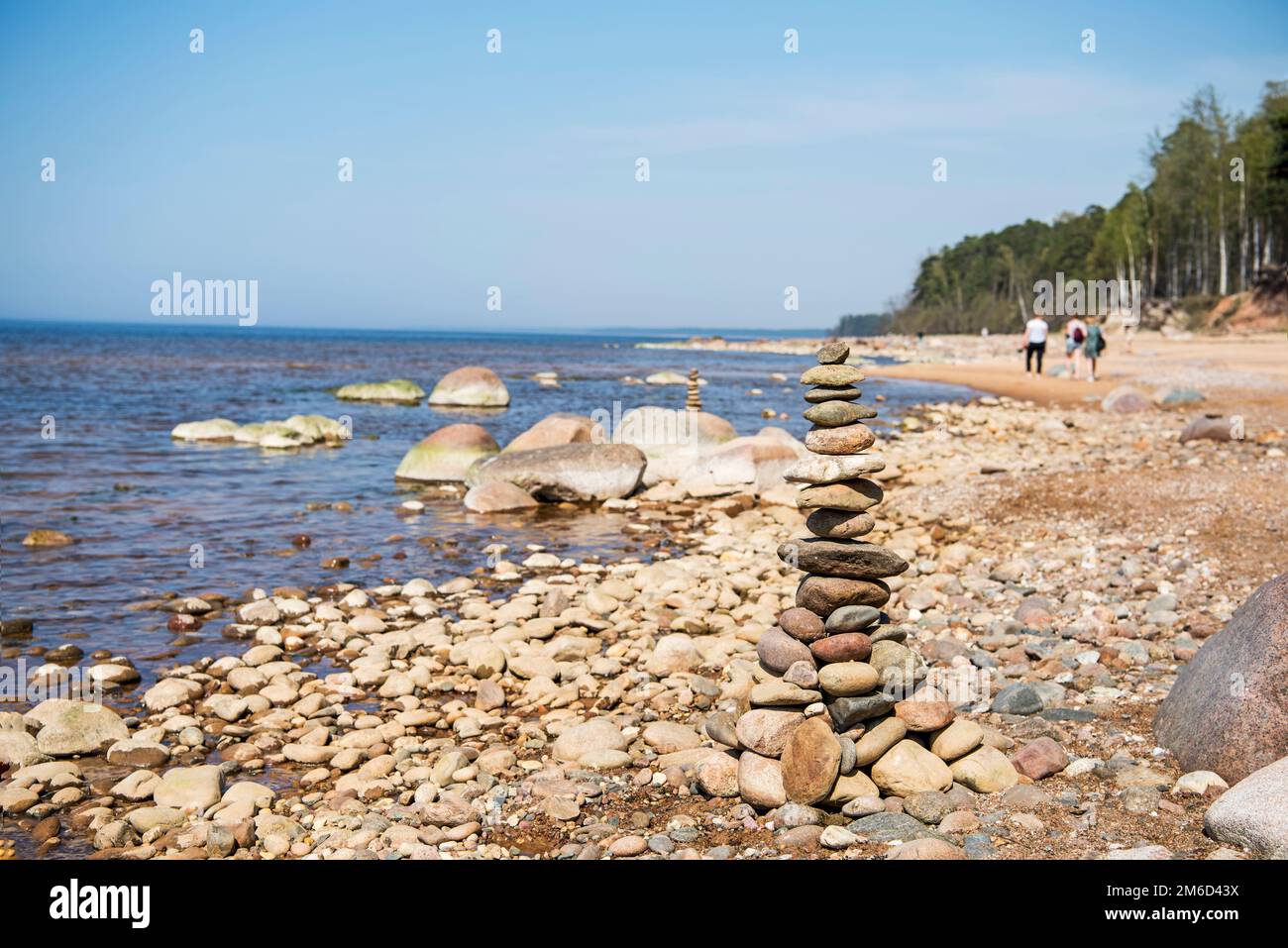 Stones balance on the beach. Stock Photo