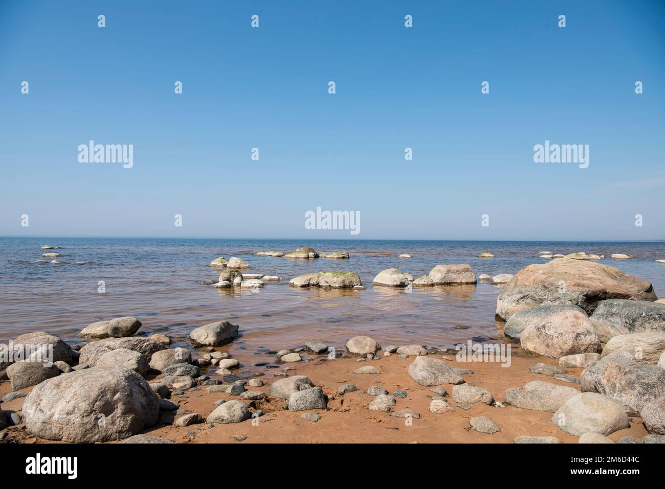 Stones balance on the beach. Place on Latvian coasts called Veczemju klintis Stock Photo