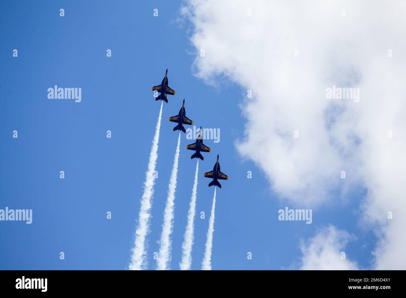 The U.S. Navy Flight Demonstration Squadron, the Blue Angels, fly in