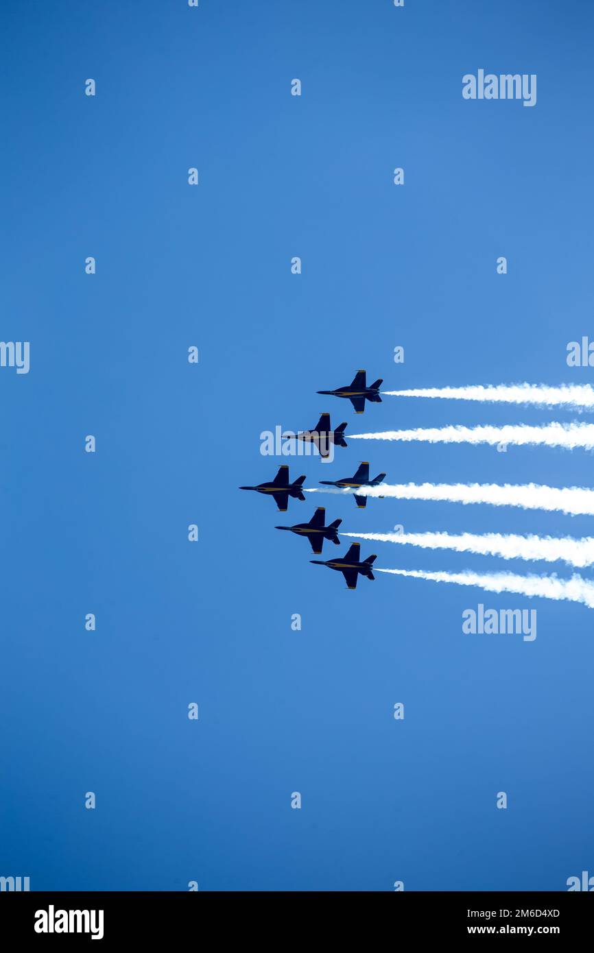 The U.S. Navy Flight Demonstration Squadron, the Blue Angels, pilot in delta formation during