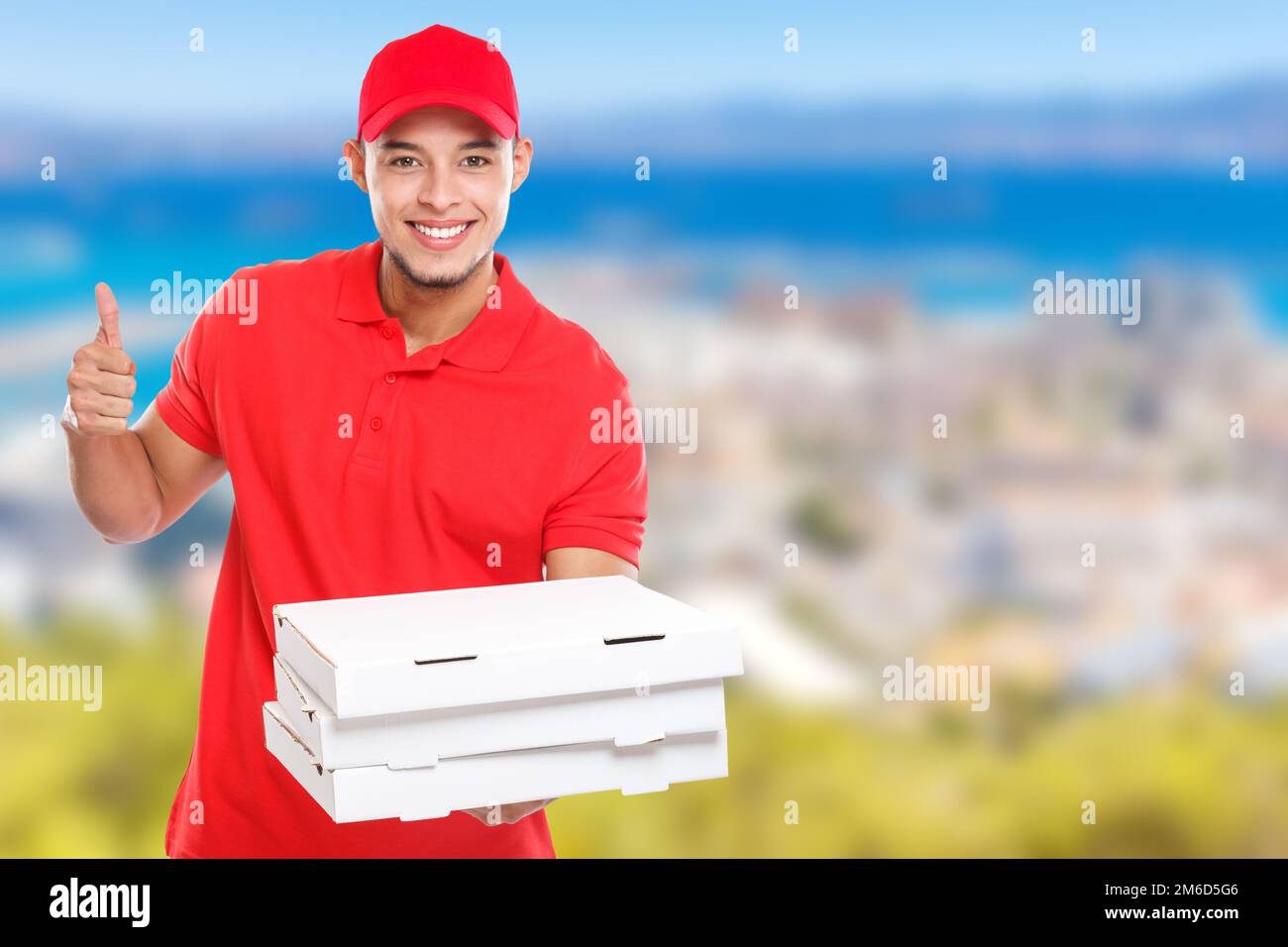 Pizza delivery latin man order delivering job success successful