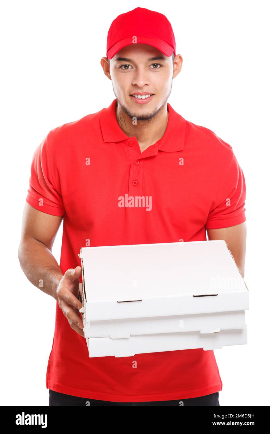Pizza delivery latin man boy order delivering job deliver box young