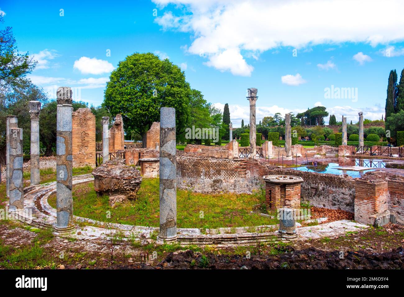 The Three Exedras building ruins of Villa Adriana or HardrianVilla archaeological site of Unesco in Tivoli - Rome - Lazio - Ital Stock Photo