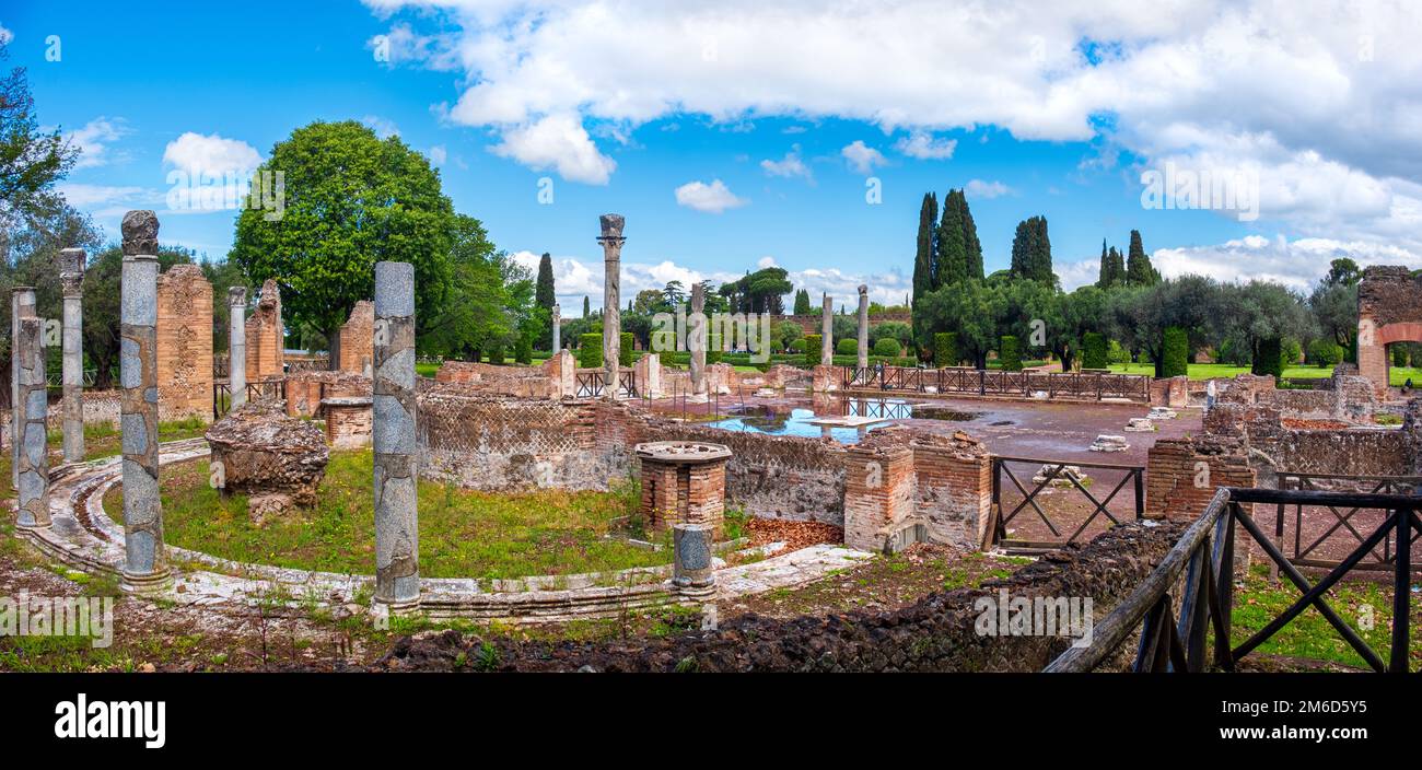 Tivoli - Villa Adriana or Hadrians Villa - Rome - Lazio landmark - Italy panoramic horizontal Stock Photo