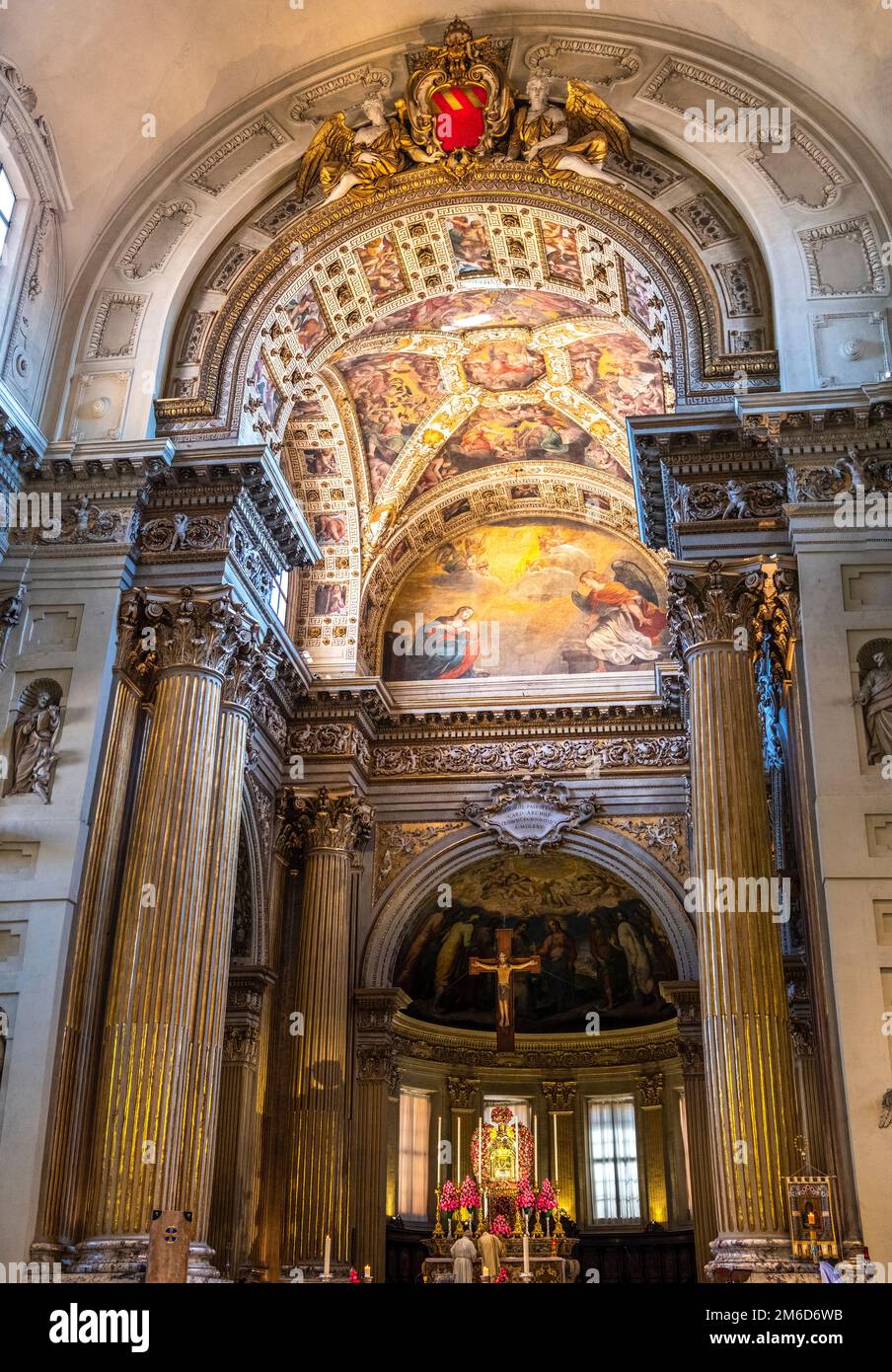 Bologna cathedral of San Pietro in Italy church interior Stock Photo