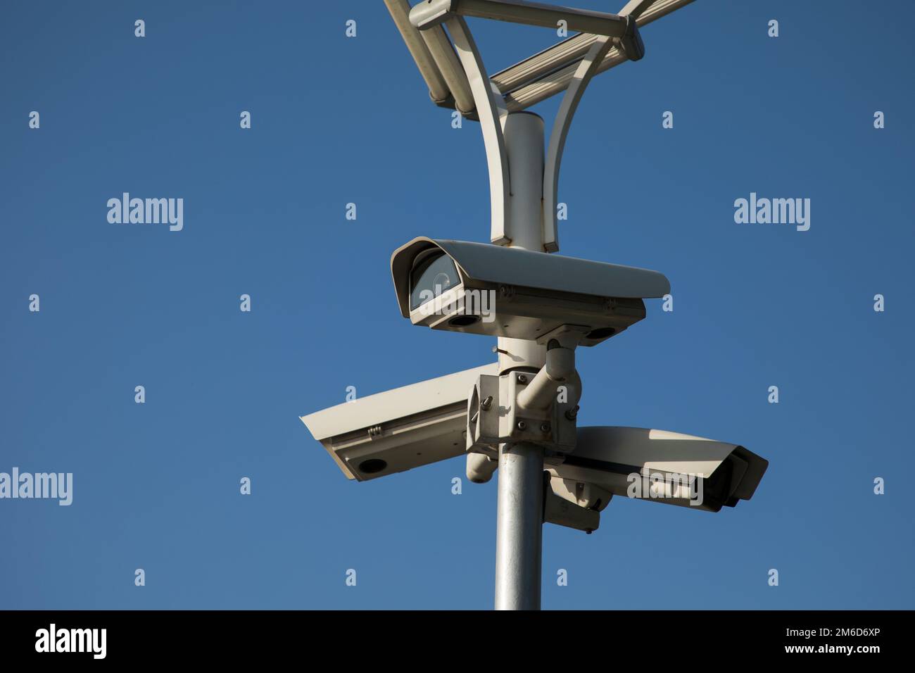 Security camera record live, Security camera on blue sky background