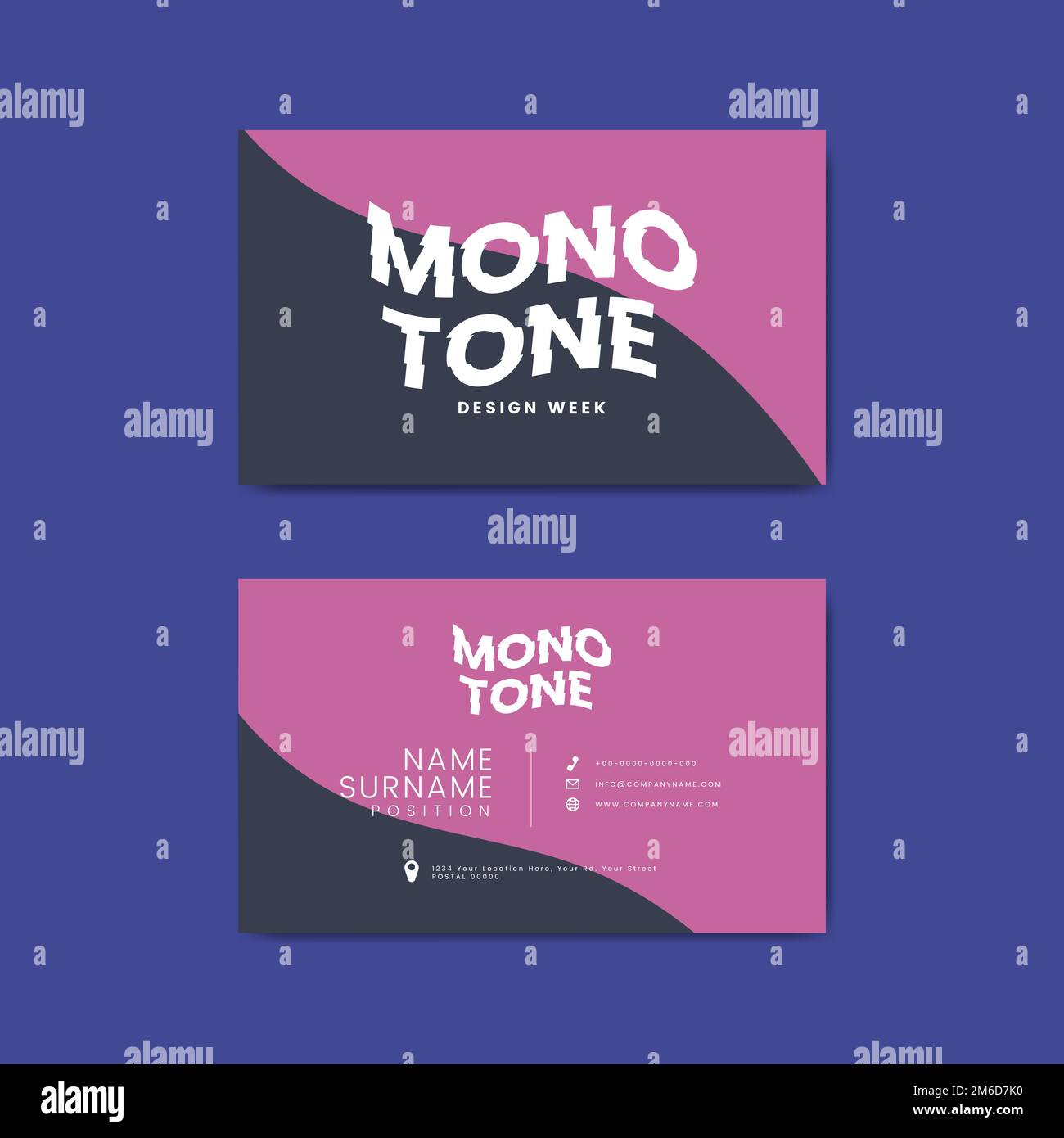 Monotone business card template mockup vector Stock Vector