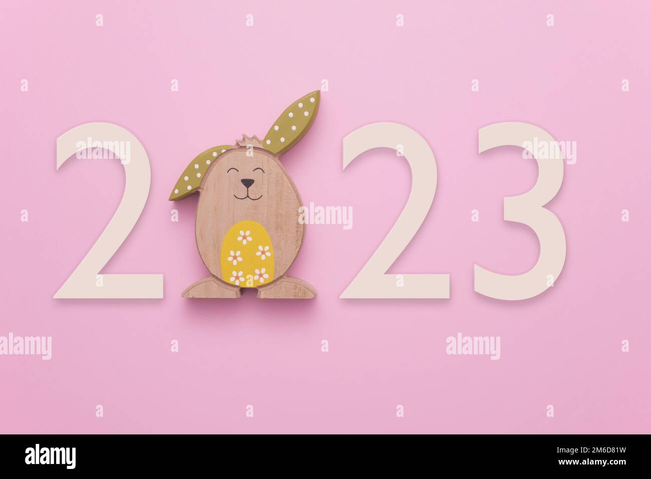 In celebration of Easter or the Chinese New Year 2023, the year of the Rabbit. A wooden rabbit