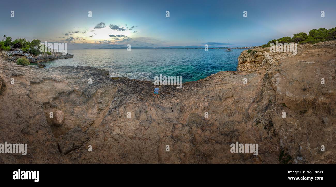 Aerial photo / Panorama of a coastal section on Mallorca Stock Photo