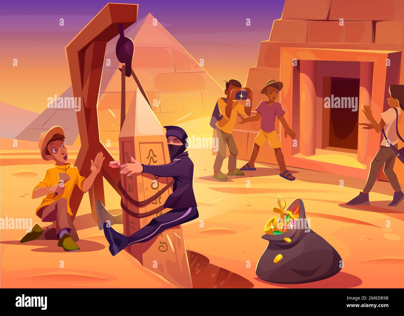 Thief run from pyramid and crash into ancient obelisk. Egyptian desert landscape with pharaoh tomb, tourists, archaeologist and character with stolen jewelry, vector cartoon illustration Stock Vector Image & Art - Alamy Thief run from pyramid and crash into ancient obelisk. Egyptian desert landscape with pharaoh tomb, tourists, archaeologist and character with stolen jewelry, vector cartoon illustration Stock Vector Image & Art - Alamy